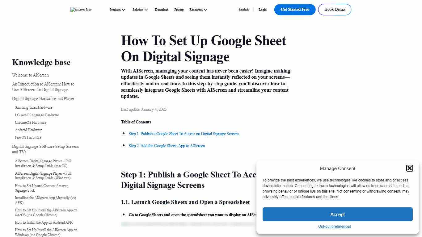 How To Set Up Google Sheets On Digital Signage - AIScreen